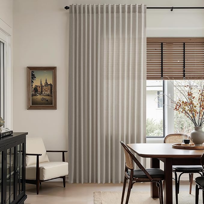 Grey Beige Linen Curtains 63 Inch Length ffor Living Room Luxury Light - Image 6