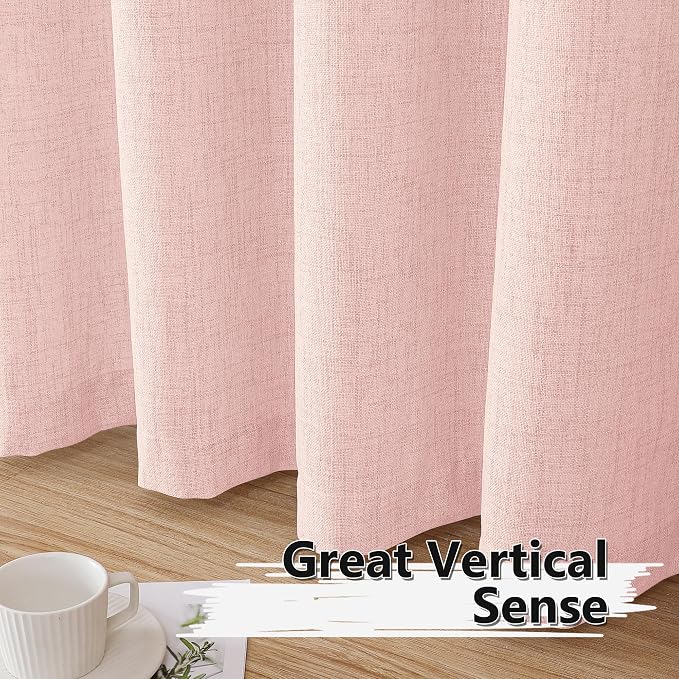 Tollpiz Short Linen Curtains Living Room Rod Pocket Semi Sheer Curtain Burlap - Image 4