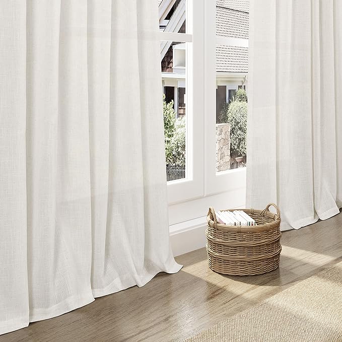 Cream Semi Sheer Linen Curtains 72 Inch Length - Image 6