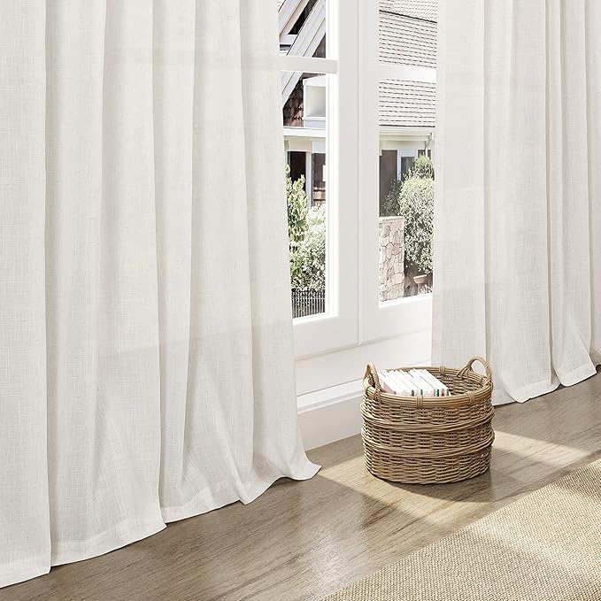 132 inch Curtains Extra Long 2 Panels Set Back Tab Neutral Farmhouse Drapes - Image 6