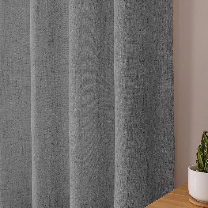 Tollpiz Linen Tier Curtains Rod Pocket Semi Sheer Short Kitchen Curtain Half - Image 8