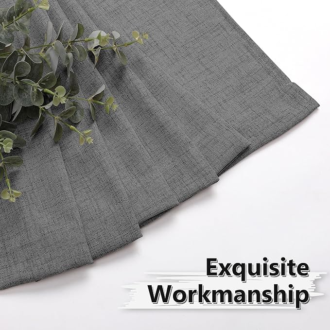 Tollpiz Linen Curtain Bedroom Rod Pocket Semi Sheer Curtains Burlap Light - Image 7