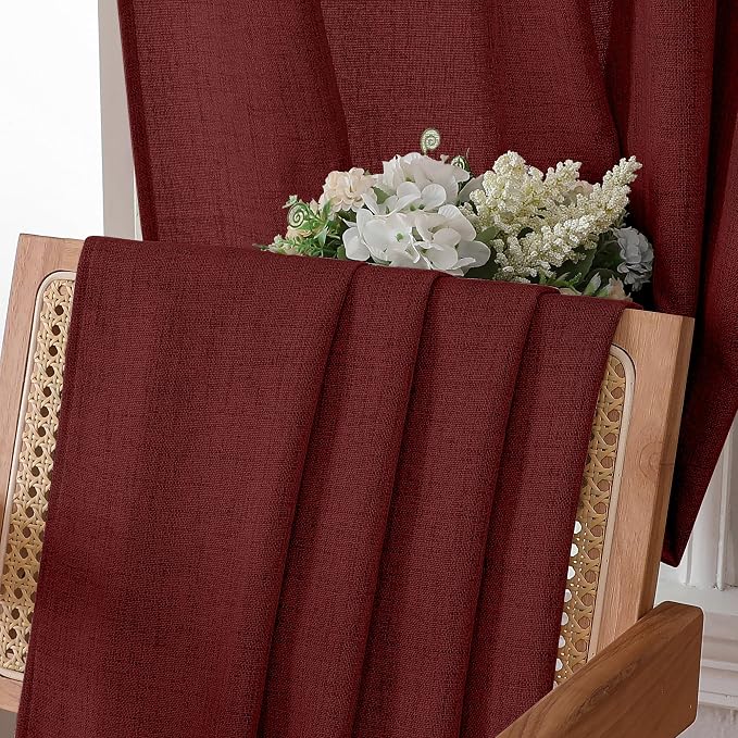 Tollpiz Linen Tier Curtains Rod Pocket Semi Sheer Short Kitchen Curtain Half - Image 6