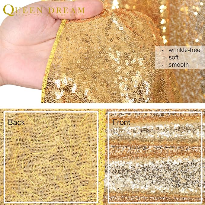 Gold Sequin Backdrop Drapes 4 Panels 2FTx8FT Glitter Backdrop Curtains | - Image 5