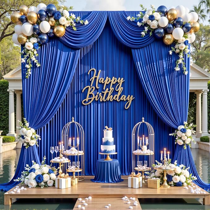60ft×14ft Royal Blue Wrinkle Free Backdrop Curtain - Image 8