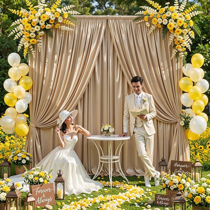 10x10ft Champagne Gold Glitter Backdrop Curtain - Image 4