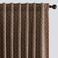 MIULEE Patterned Farmhouse Linen Curtains, Back Tab, Dark Coffee | Linen by MIULEE