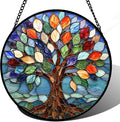 DASTOLL Stained Glass Window Hanging, Colorful Tree of Life Sun Catchers Glass by DASTOLL