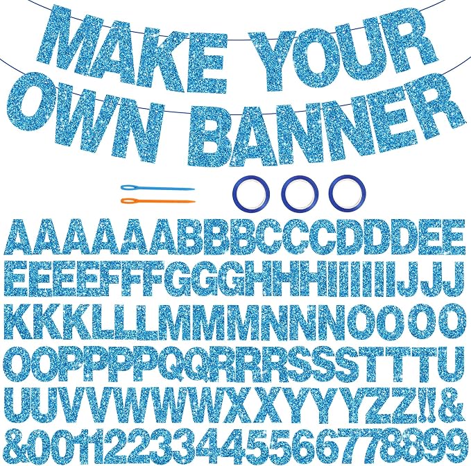 BEISHIDA Glitter Sky Blue 116 PCS A-Z DIY Letter Custom Banner Party Decor | by Beishida