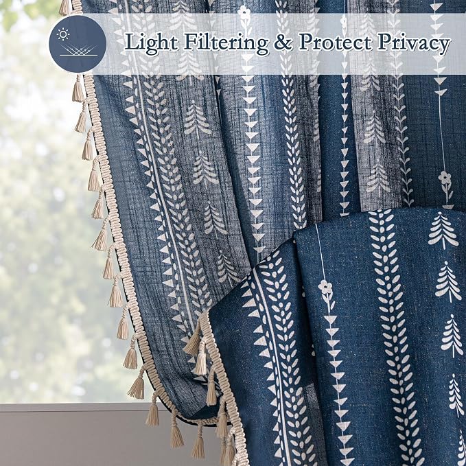 Boho Navy Blue Curtains - Image 9