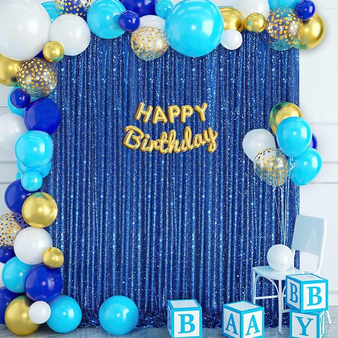 Royal Blue Sequin Backdrop Glitter Curtain - Image 4