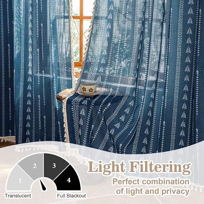 Boho Navy Blue Curtains - Image 5