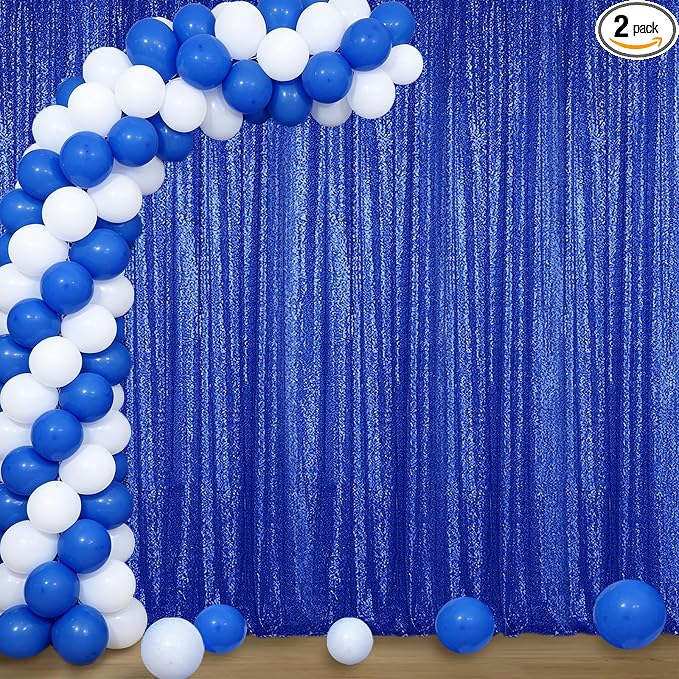 Sugargirl Royal Blue Sequin Backdrop Curtain 4FTx8FT Glitter Royal Blue by Sugargirl