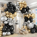 412Pcs Black Gold Silver Balloons Garland Arch Kit, 18 12 10 5 Inch Different by PAXILE
