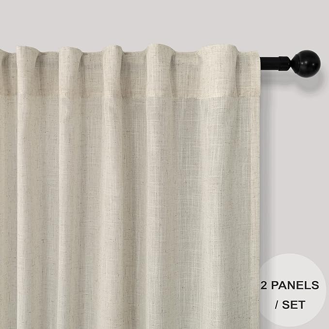 Pitalk Beige Curtains 86 Inches Long - Image 2