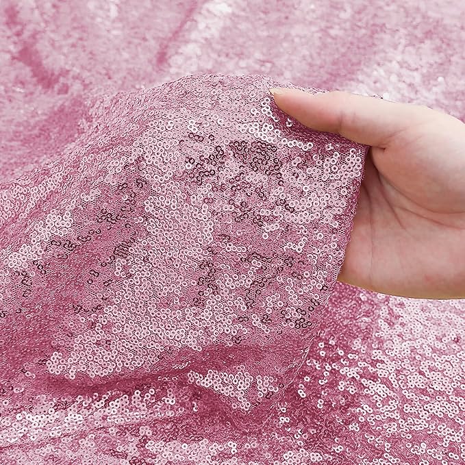 Sugargirl Pink Sequin Backdrop Curtain 2 Panels 2FTx8FT Glitter Pink Background - Image 6