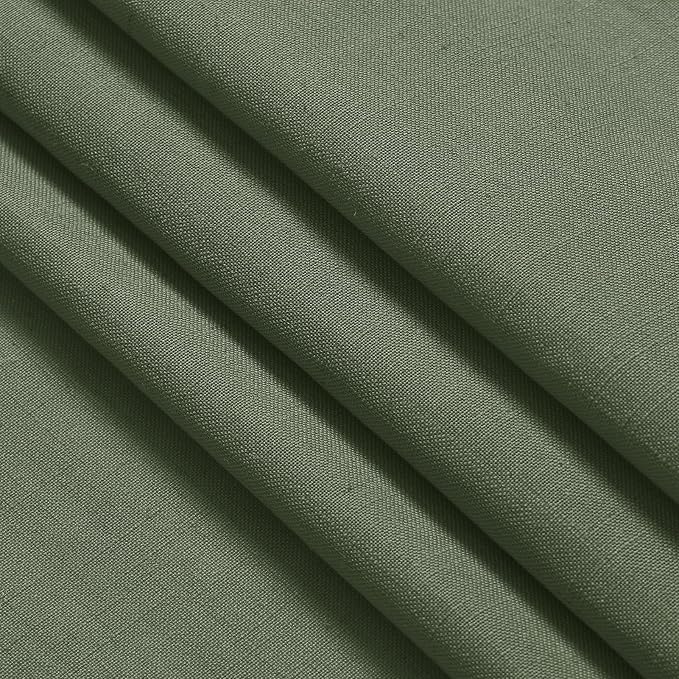 Olive Green Linen Curtains for Living Room 2 Panels Set 80 Inch Length Back Tab - Image 7