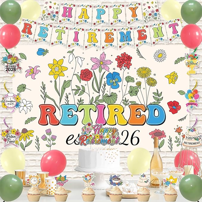 Roetyce Flower Retirement Party Decorations, Legend Has Retired Photo Backdrop - Image 4