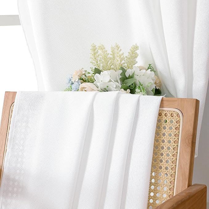Tollpiz Linen Tier Curtains Rod Pocket Semi Sheer Short Kitchen Curtain Half - Image 6