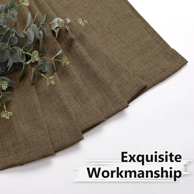 Tollpiz Linen Curtain Bedroom Rod Pocket Semi Sheer Curtains Burlap Light - Image 7