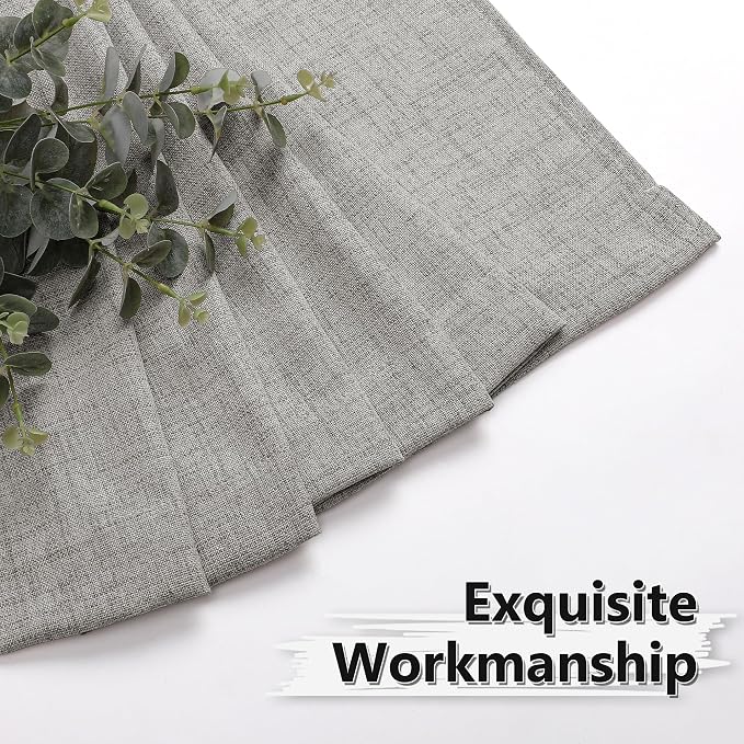 Tollpiz Linen Curtain Bedroom Rod Pocket Semi Sheer Curtains Burlap Light - Image 7