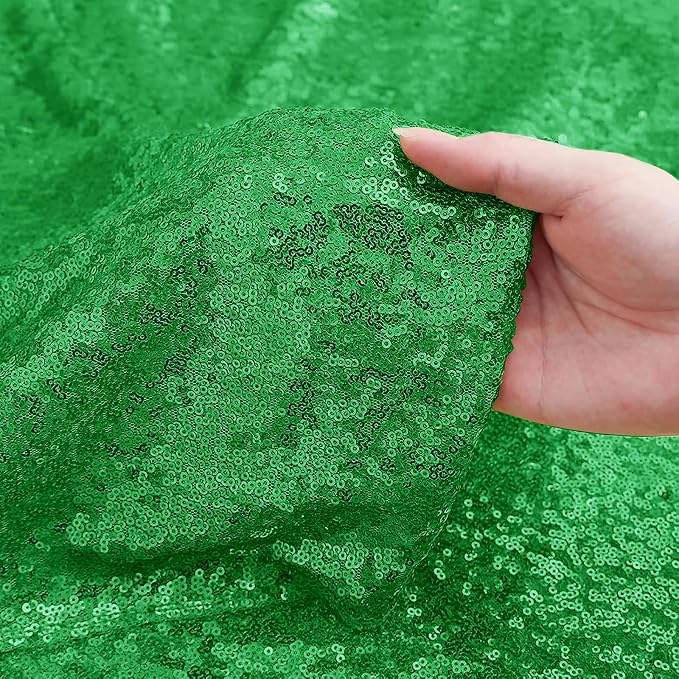 Sugargirl Grass Green Sequin Backdrop Curtain 4FTx8FT Glitter Grass Green - Image 5
