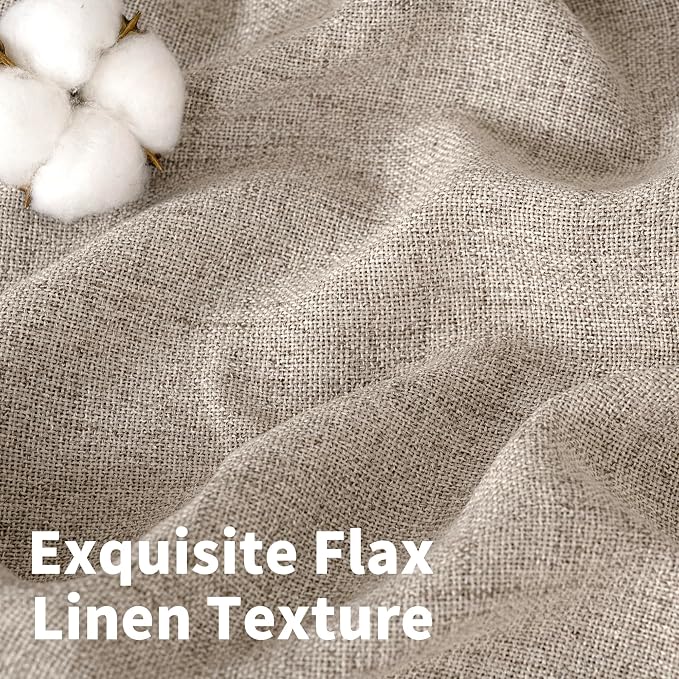 YoungsTex Oatmeal Burlap Linen Curtains 80 Inch Length, Light Filtering Window - Image 4