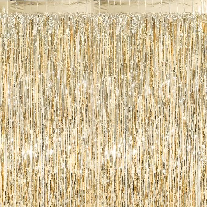 3 Pack 3.3 x 9.9 ft Champagne Gold Tinsel Streamers Party Decorations | Foil by Crosize