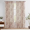 jinchan Red Floral Linen Curtains 108 Inch Farmhouse Back Tab 2 Panels | Light by JINCHAN