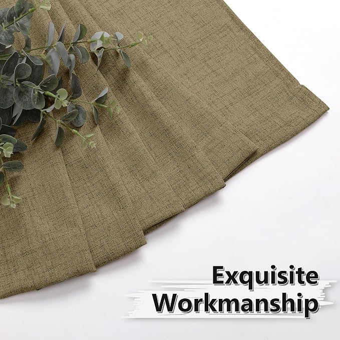 Tollpiz Short Linen Curtains Bedroom Rod Pocket Semi Sheer Curtain Burlap Light - Image 7