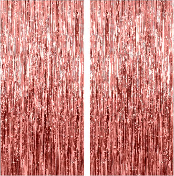 2 Pack Rose Gold Backdrop Birthday Decorations Foil Curtain Bachelorette Party by KEJ