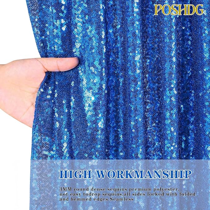 Royal Blue Sequin Backdrop Glitter Curtain - Image 5