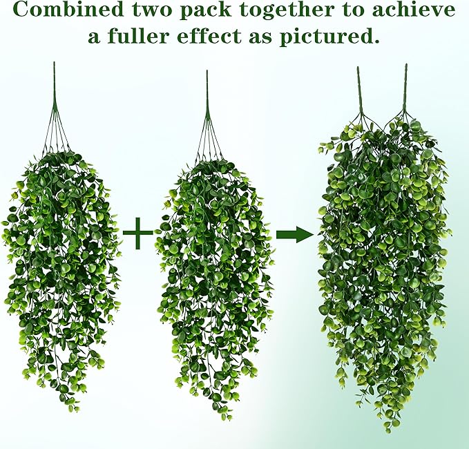 4Pcs Fake Hanging Plants 2.7FT Fake Plants Fake Vines Greenery | UV Resistant - Image 5