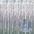 GOER 3.2 ft x 8.2 ft Metallic Tinsel Foil Fringe Curtains Party Photo Backdrop by GOER