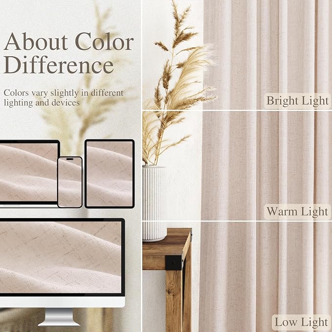 Natural White Linen Curtains 96 Inches Long - Image 3