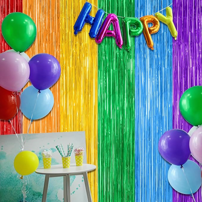 2 Pack Rainbow Backdrop Curtains, 3.28 FT x 7.05 FT Colofull Party Decorations - Image 7