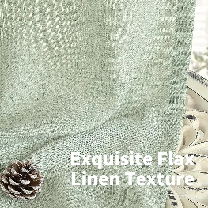 YoungsTex Sage Green Linen Curtains 95 Inch Long - Image 4