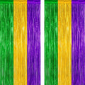 ZATAYE 2 Pack Purple Gold Green Foil Curtain Streamer Decorations | Purple Gold by ZATAYE