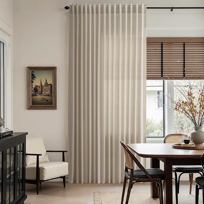 Cobblestone Linen Curtains for Living Room 126 Inches Long Light Filtering Semi - Image 8