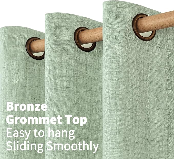 YoungsTex Sage Green Linen Curtains 68 Inch Length - Image 5