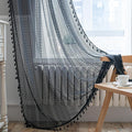 Sutuo Home Black Crochet Boho Curtain 63 Inches Length, Sheer Lace Handmade by SutuoHome