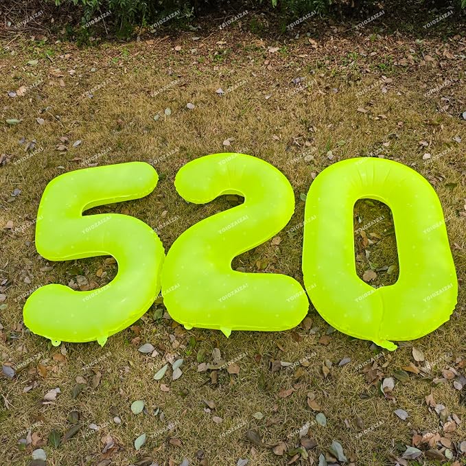 40 IN Fluorescent Yellow Number 7 Balloon Neon Yellow 7 Foil Balloon | - Image 4