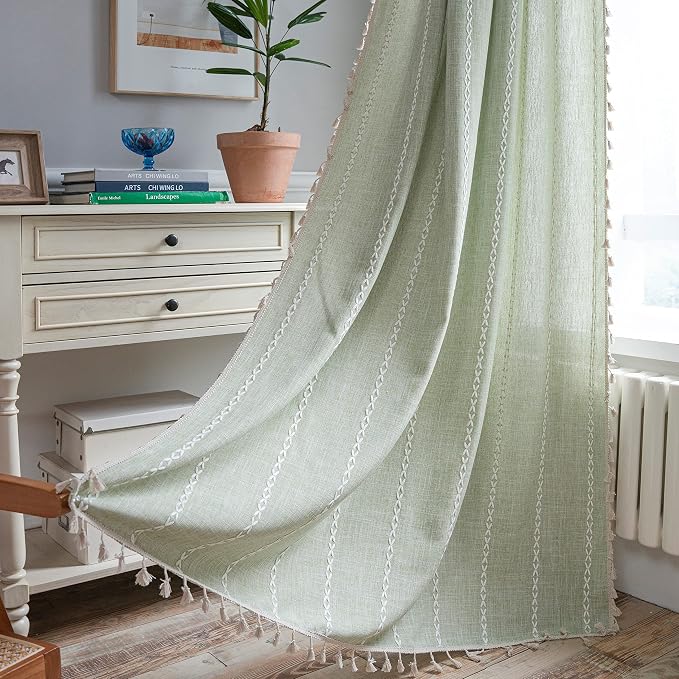 Sutuo Home Boho Curtain for Bedroom 84 Inch Length, Light Filtering Farmhouse by SutuoHome