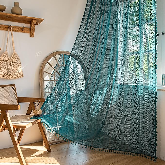 Sutuo Home Turquoise Boho Curtains by SutuoHome