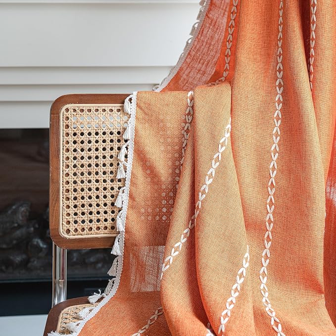 Sutuo Home Boho Curtains for Bedroom 84 Inches Long, Terracotta Semi Blackout - Image 2